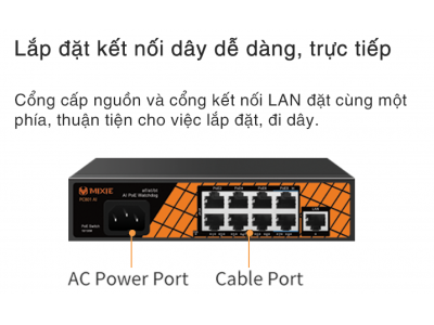 SWITCH POE MIXIE PC-402 AI - 4+2 100Mbs, khoảng cách 250M, Công Nghệ Watchdog Thông minh