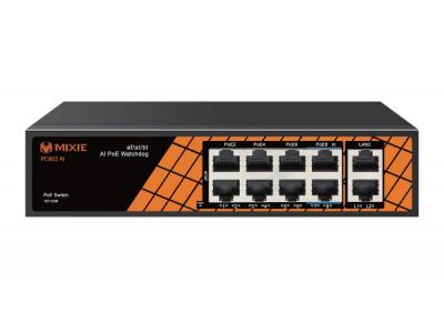 SWITCH POE MIXIE PC-802 BT - 8 cổng LAN POE và 2 cổng Uplink, tốc độ 100Mbs, khoảng cách 250M, Công Nghệ Watchdog, chống sét Thông minh.